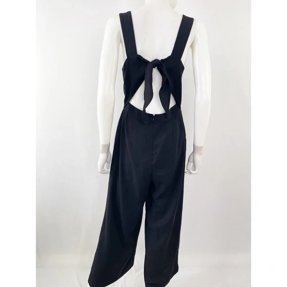 Madewell Jumpsuit Black Wide Leg Sleeveless Tie Back Square Neck Size 6 - Picture 8 of 11